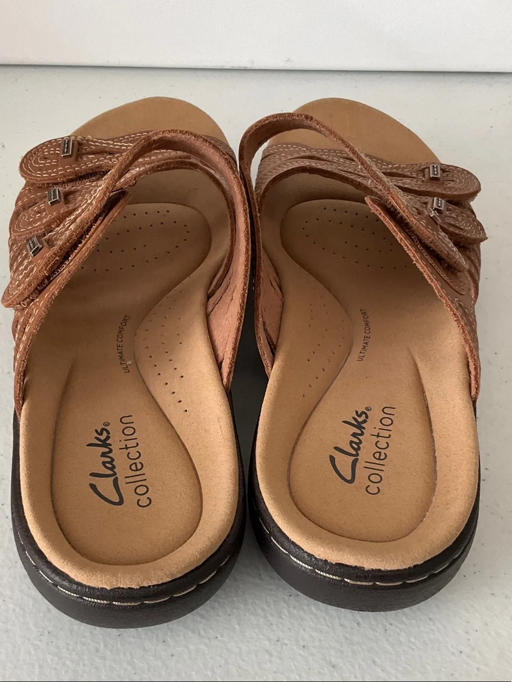 Clarks Laurieann Collection Brown Braided Slide Sandals